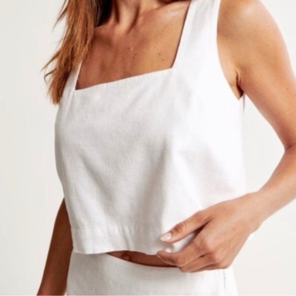 Abercrombie Linen-Blend Squareneck Set Top